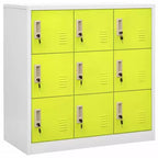 vidaXL Armoire de Vestiaire en Acier à 9 Casiers - Gris et Vert, 89,9 x 45 x 92,5 cm, Organisateur de Rangement Sécurisé pour Écoles, Bureaux et Maisons