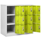vidaXL Armoire de Vestiaire en Acier à 9 Casiers - Gris et Vert, 89,9 x 45 x 92,5 cm, Organisateur de Rangement Sécurisé pour Écoles, Bureaux et Maisons
