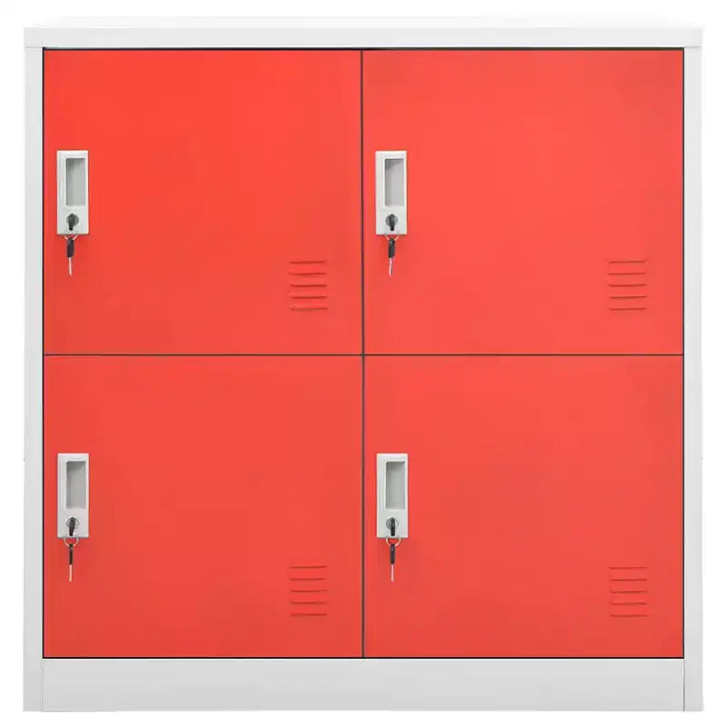 vidaXL Ensemble de 2 casiers Gris clair et rouge Acier Moyen - Gris clair et rouge avec 4 casiers Lot de 2