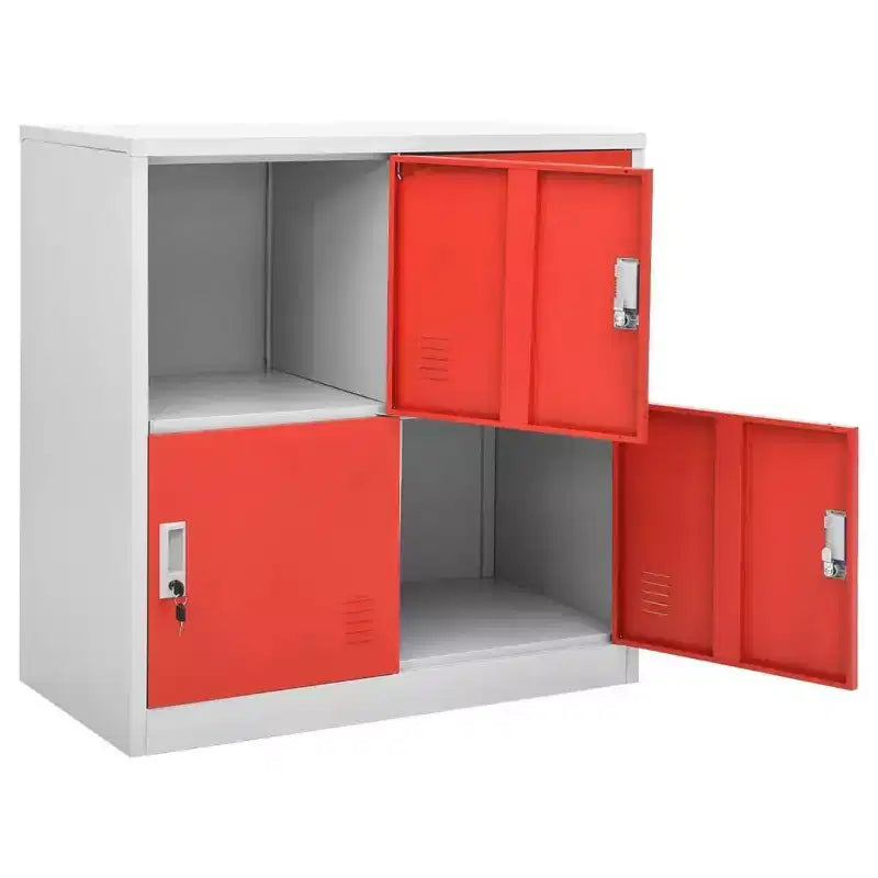 vidaXL Ensemble de 2 casiers Gris clair et rouge Acier Moyen - Gris clair et rouge avec 4 casiers Lot de 2