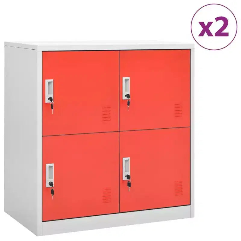 vidaXL Ensemble de 2 casiers Gris clair et rouge Acier Moyen - Gris clair et rouge avec 4 casiers Lot de 2