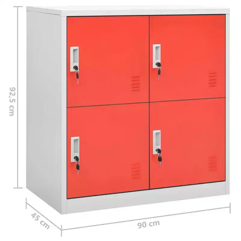 vidaXL Ensemble de 2 casiers Gris clair et rouge Acier Moyen - Gris clair et rouge avec 4 casiers Lot de 2