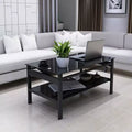 GDFStudio Kirara Modern Lift Top Coffee Table with 2-Layer Tempered Glass