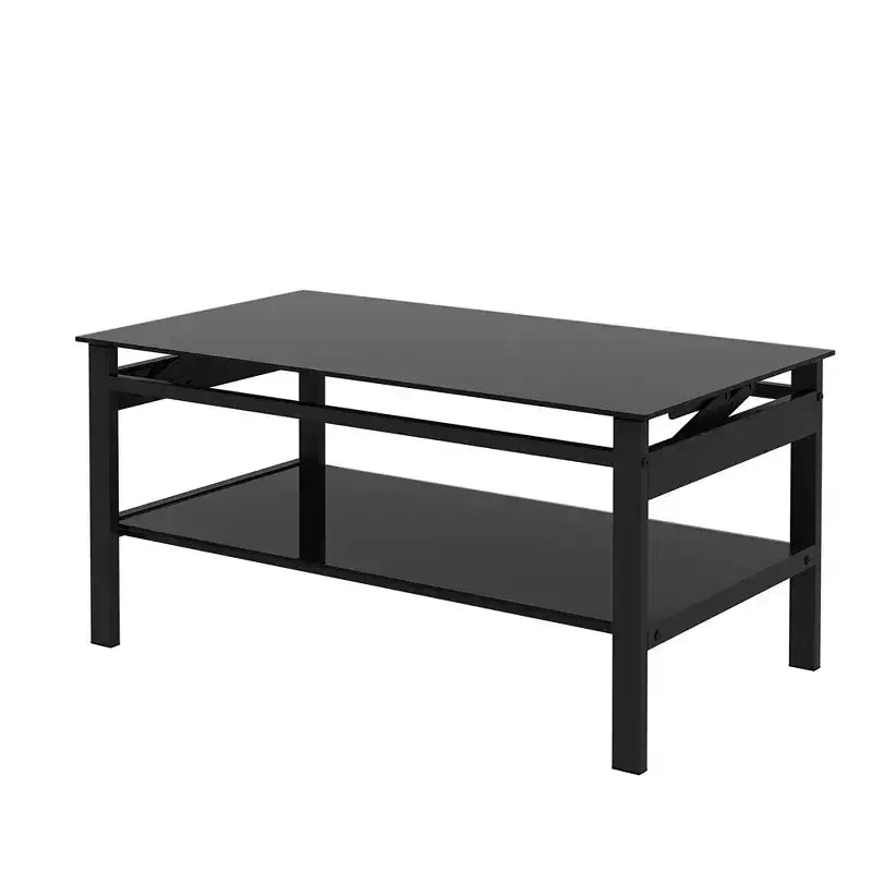 Table basse relevable moderne GDFStudio Kirara avec plateau en verre trempé à 2 couches