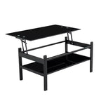 Table basse relevable moderne GDFStudio Kirara avec plateau en verre trempé à 2 couches