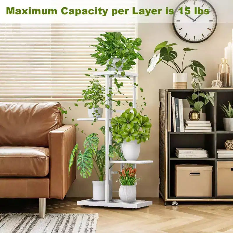 TROPOW Support de plantes en métal à 4 niveaux - Étagère à fleurs pour l'intérieur et l'extérieur - Support de plantes d'intérieur et balcon