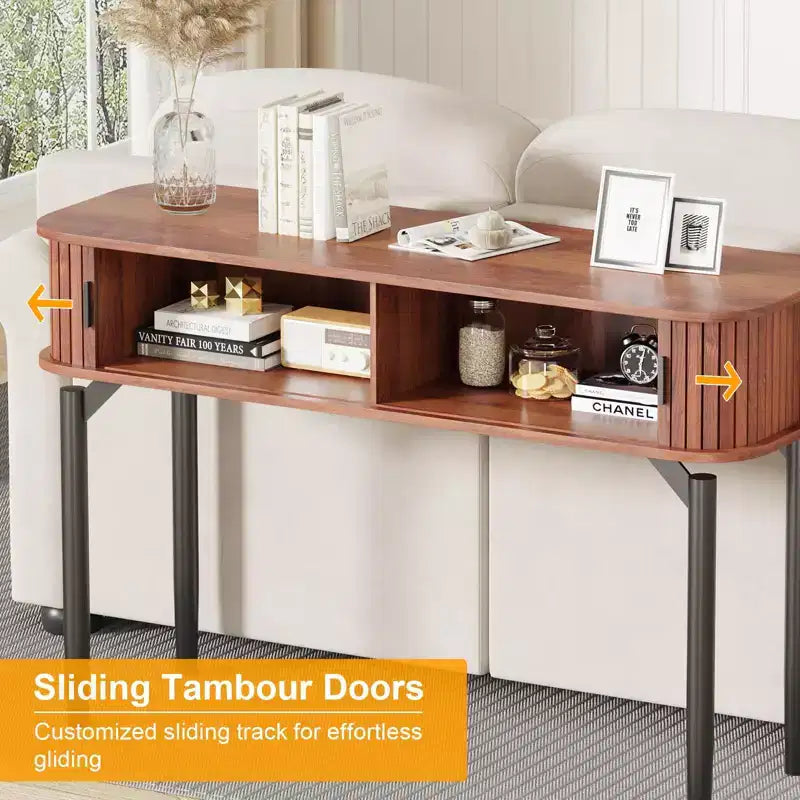 Table console de 119 cm avec 2 tiroirs et rangement ouvert, table d'entrée étroite derrière le canapé, tables d'appoint pour couloir et salon