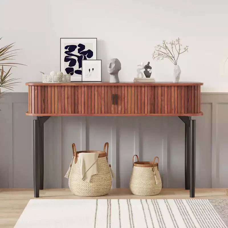 Table console de 119 cm avec 2 tiroirs et rangement ouvert, table d'entrée étroite derrière le canapé, tables d'appoint pour couloir et salon