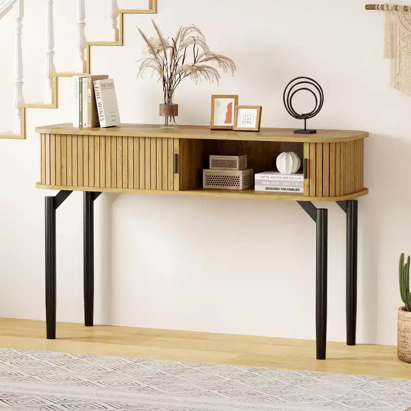 Table console de 119 cm avec 2 tiroirs et rangement ouvert, table d'entrée étroite derrière le canapé, tables d'appoint pour couloir et salon