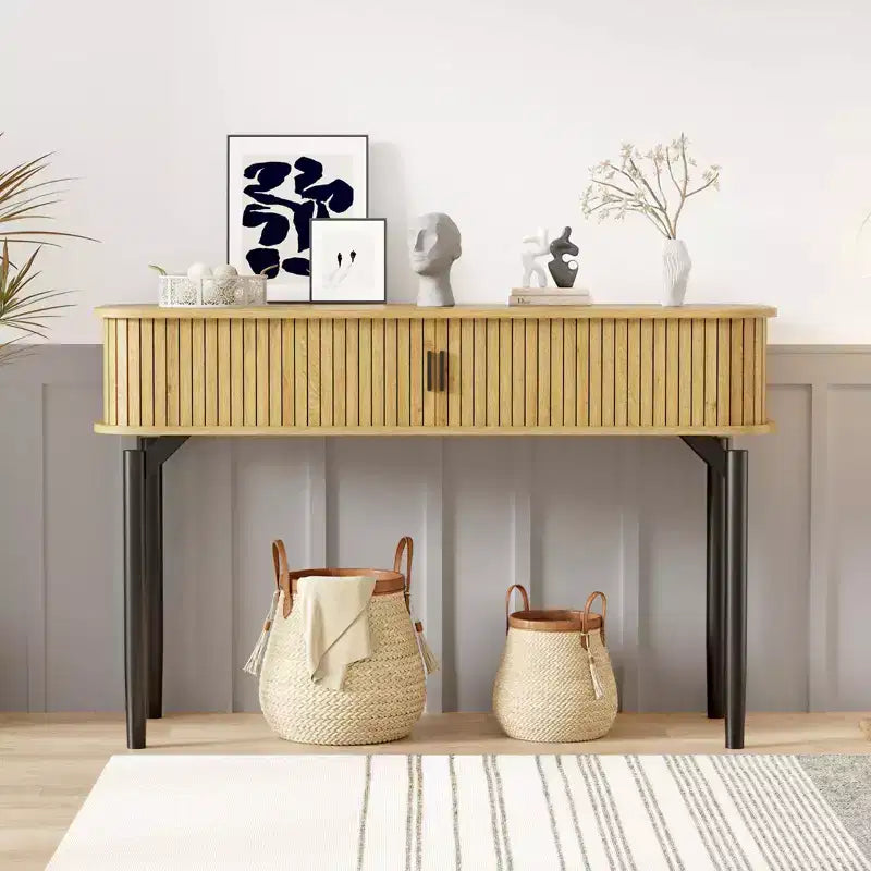 Table console de 119 cm avec 2 tiroirs et rangement ouvert, table d'entrée étroite derrière le canapé, tables d'appoint pour couloir et salon