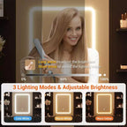 Coiffeuse avec miroir, lumières LED, prise de courant et tabouret, meuble de maquillage avec 7 tiroirs et 6 étagères de rangement, 3 modes de couleur, table de toilette