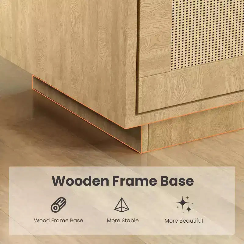Étagère bohème à 5 niveaux Acekool avec portes en rotin, bibliothèque haute en bois avec rangement, porte-livres pour salon, chambre, bureau, cuisine