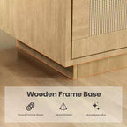 Étagère bohème à 5 niveaux Acekool avec portes en rotin, bibliothèque haute en bois avec rangement, porte-livres pour salon, chambre, bureau, cuisine