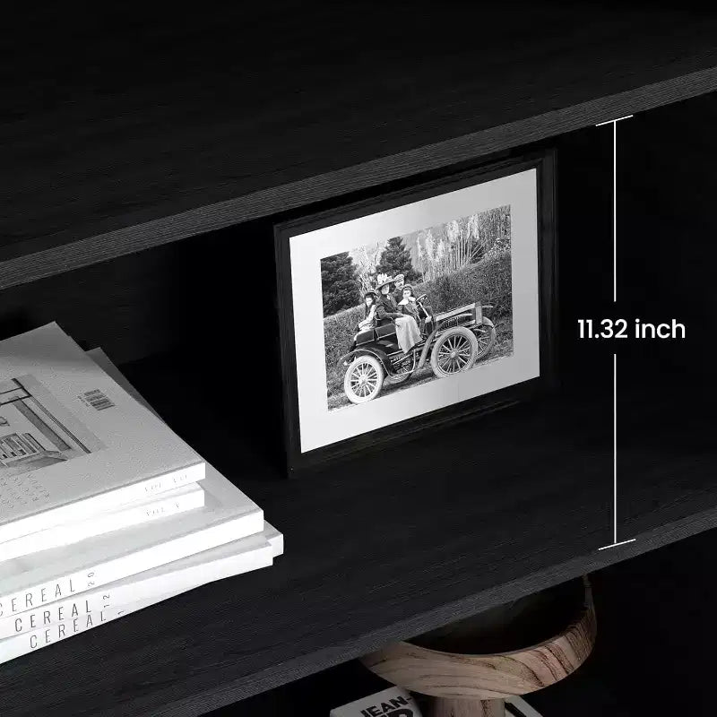 Étagère bohème à 5 niveaux Acekool avec portes en rotin, bibliothèque haute en bois avec rangement, porte-livres pour salon, chambre, bureau, cuisine