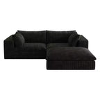 Canapé Blue Cloud de 78,8 pouces avec ottoman, canapés à assise profonde en velours côtelé, design double couche, coussin amovible, aucun assemblage requis