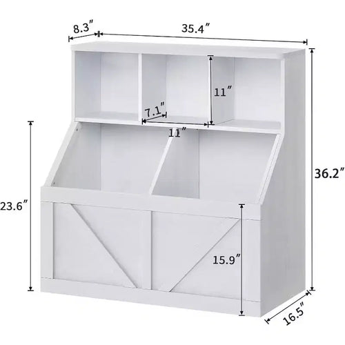 Étagère à livres et meuble de rangement pour jouets Acekool pour enfants, armoire de rangement avec 3 étagères, 2 boîtes de rangement, pour salle de jeux, chambre d'enfant, crèche, blanc vintage