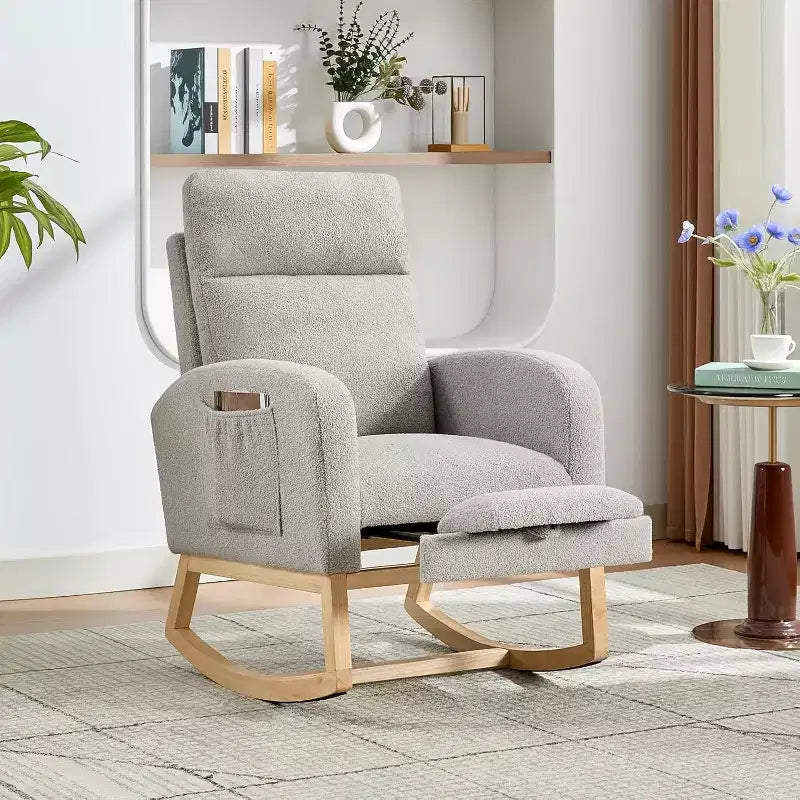 Fauteuil à bascule pour chambre d'enfant avec repose-pieds, fauteuil de lecture moderne en PU avec dossier haut, pour salon, chambre à coucher