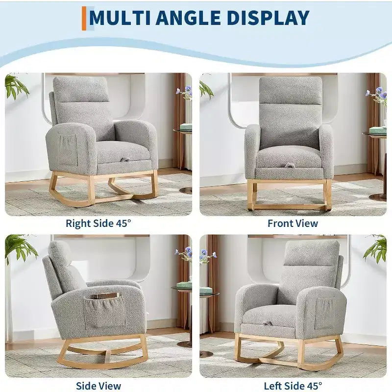 Fauteuil à bascule pour chambre d'enfant avec repose-pieds, fauteuil de lecture moderne en PU avec dossier haut, pour salon, chambre à coucher