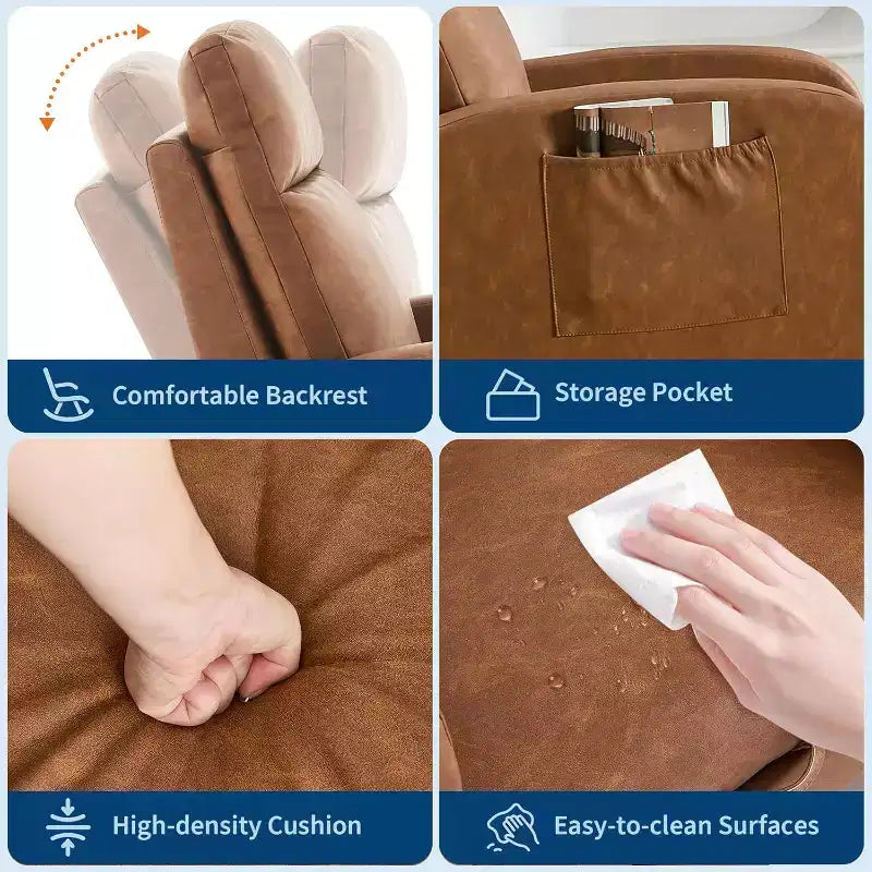 Fauteuil à bascule pour chambre d'enfant avec repose-pieds, fauteuil de lecture moderne en PU avec dossier haut, pour salon, chambre à coucher