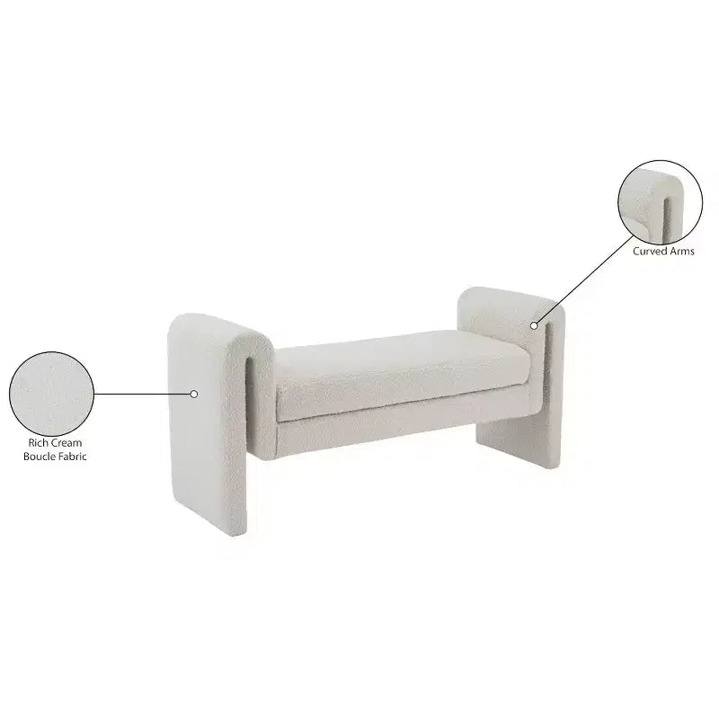 Meridian Furniture, Banc en tissu bouclé Stylus