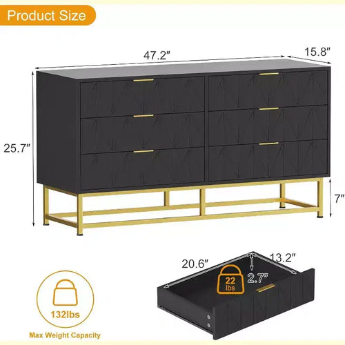 Acekool Commode en tissu à 6 tiroirs, petite commode de rangement avec plateau en bois, table de chevet moderne et organisateur de vêtements pour chambre à coucher, placard, salon