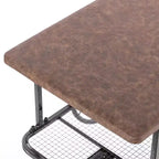 Table basse de style chariot industriel Vintiquewise avec dessus en bois rustique, grandes roues à rayons, étagère en filet, table d'appoint fonctionnelle et porte-revues