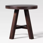 Table d'appoint ronde de 18 pouces en bois massif style ferme moderne