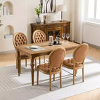 CLIHOME Lot de 2 Chaises d'appoint de style français à cadre en bois massif et peinture antique, Chaises de salle à manger en cuir artificiel PU