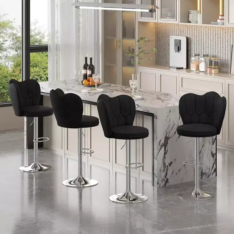 Tabourets de bar en velours VECELO, lot de 2/4, tabourets de bar réglables avec dossier, tabourets de comptoir sans accoudoirs, chaises de bar pivotantes pour pub ou îlot de cuisine