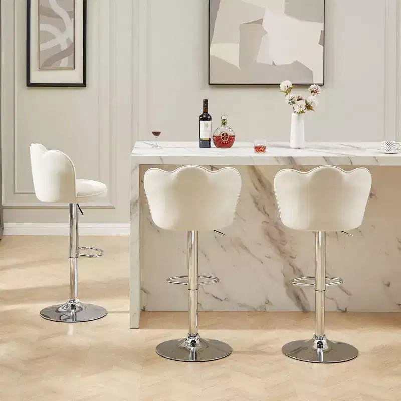 Tabourets de bar en velours VECELO, lot de 2/4, tabourets de bar réglables avec dossier, tabourets de comptoir sans accoudoirs, chaises de bar pivotantes pour pub ou îlot de cuisine