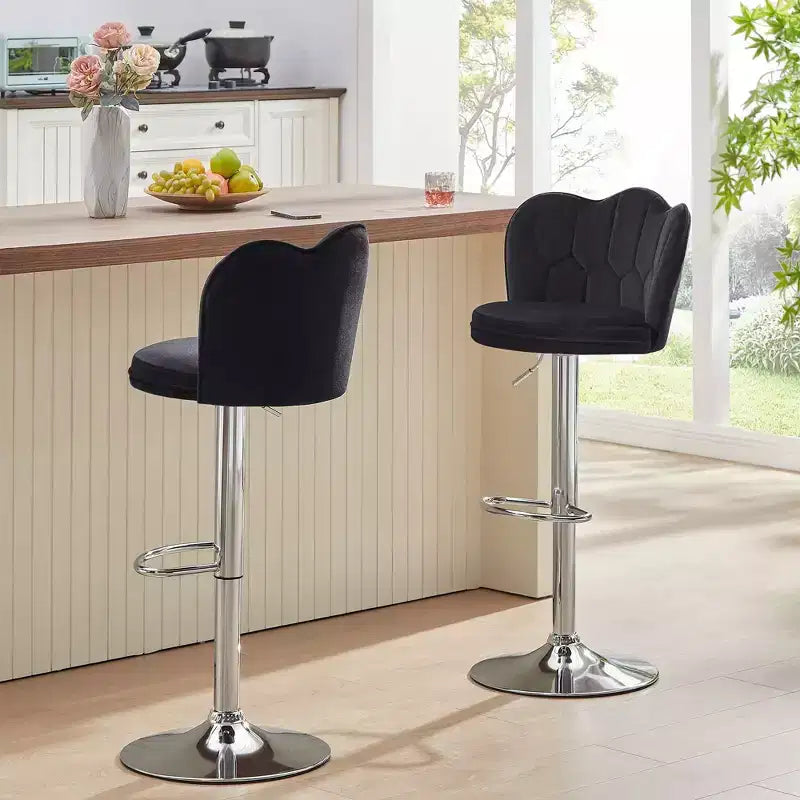 Tabourets de bar en velours VECELO, lot de 2/4, tabourets de bar réglables avec dossier, tabourets de comptoir sans accoudoirs, chaises de bar pivotantes pour pub ou îlot de cuisine