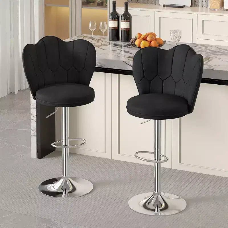 Tabourets de bar en velours VECELO, lot de 2/4, tabourets de bar réglables avec dossier, tabourets de comptoir sans accoudoirs, chaises de bar pivotantes pour pub ou îlot de cuisine