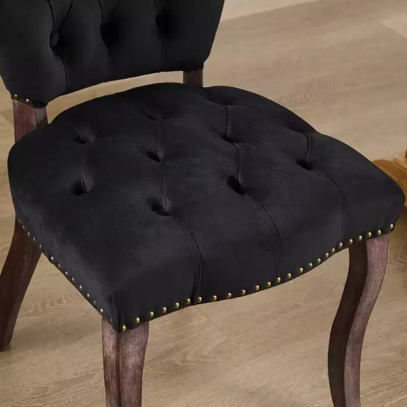 CLIHOME Lot de 2 chaises de salle à manger vintage françaises en tissu capitonné
