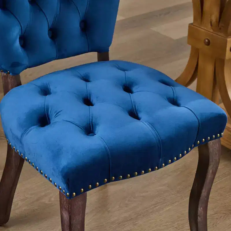 CLIHOME Lot de 2 chaises de salle à manger vintage françaises en tissu capitonné