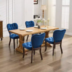 CLIHOME Lot de 2 chaises de salle à manger vintage françaises en tissu capitonné