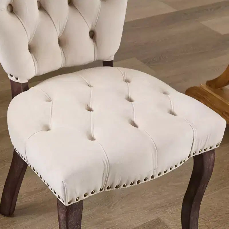 CLIHOME Lot de 2 chaises de salle à manger vintage françaises en tissu capitonné