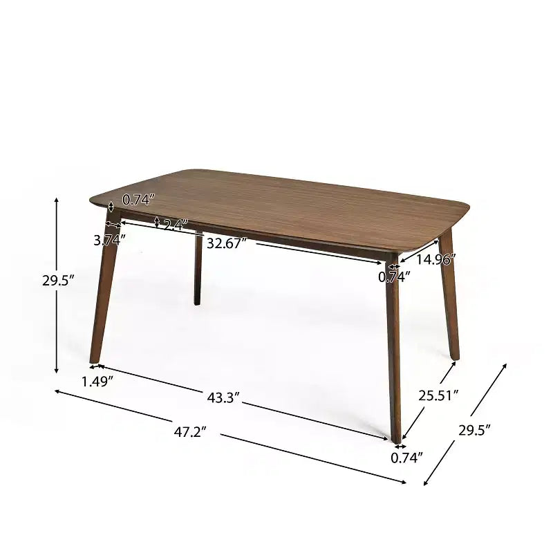 Table à manger rectangulaire GDFStudio Keiko en bois de style moderne du milieu du siècle avec pieds évasés
