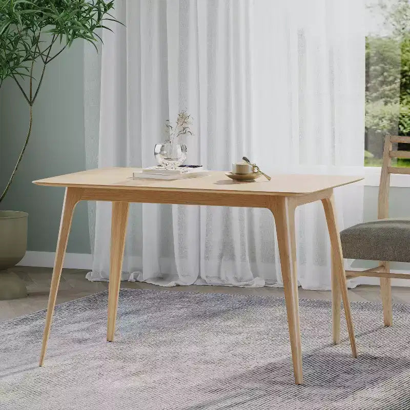 GDFStudio Keiko Mid-Century Modern Wood Rectangle Dining Table with Splayed Legs