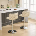 CLIHOME Lot de 2 tabourets de bar pivotants à hauteur réglable avec piètement chromé, tabourets de bar modernes revêtus de PU