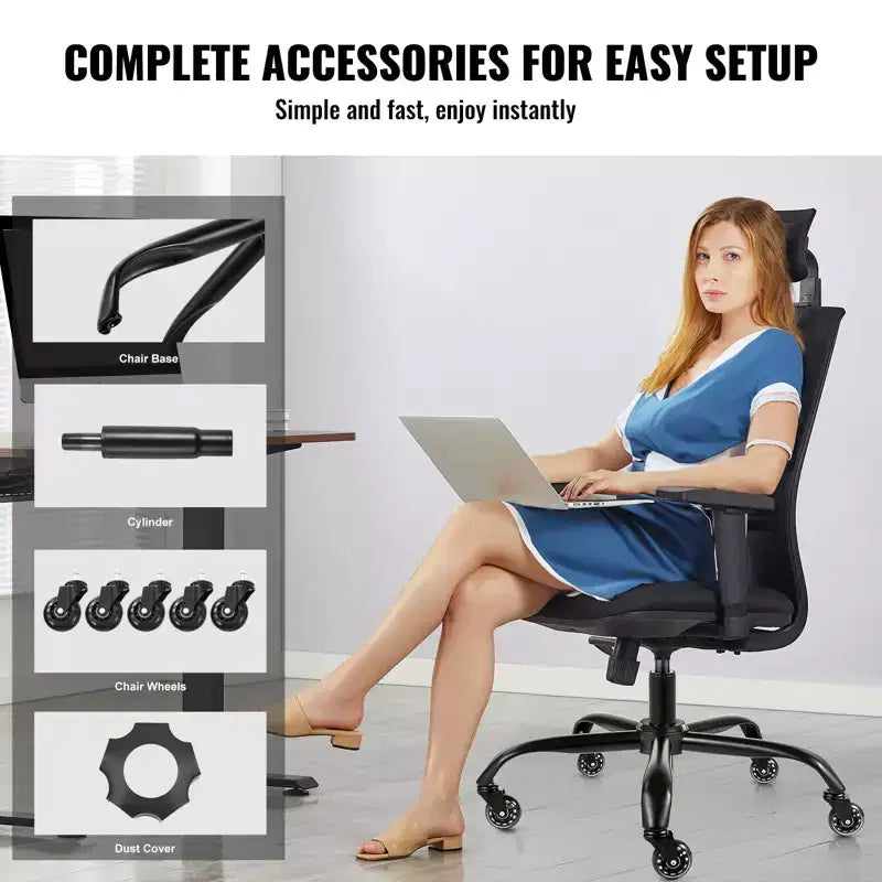 Base de rechange pour chaise de bureau VEVOR, 28", capacité de charge statique de 2500 lb, pièce de base universelle robuste pour chaise de bureau d'ordinateur, noire