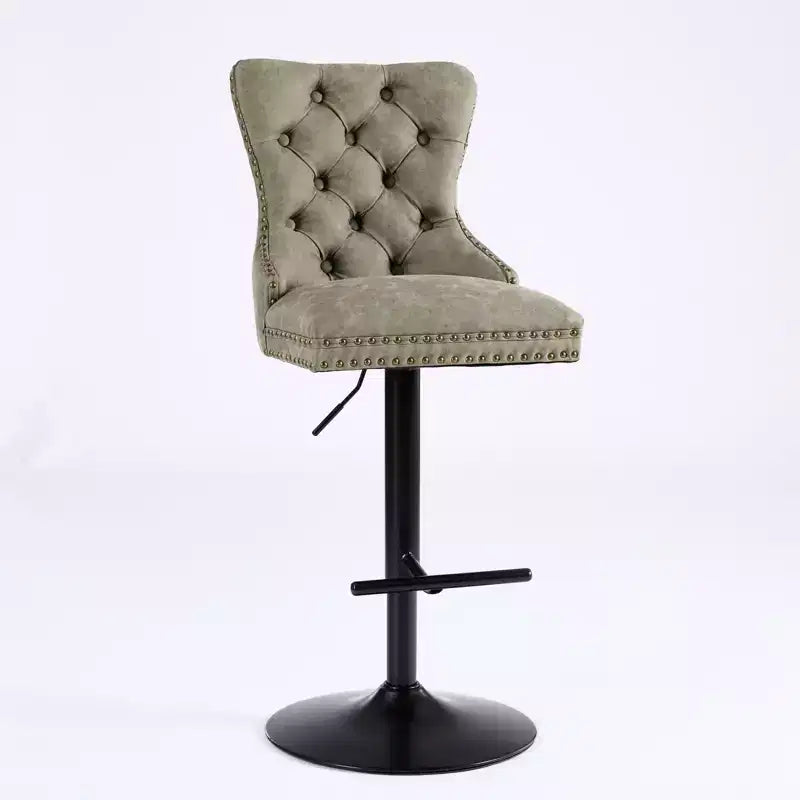 CLIHOME Lot de 2 tabourets de bar rétro en PU pivotants, hauteur réglable, modernes avec dossier, touffetés confortables