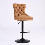CLIHOME Lot de 2 tabourets de bar rétro en PU pivotants, hauteur réglable, modernes avec dossier, touffetés confortables