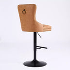 CLIHOME Lot de 2 tabourets de bar rétro en PU pivotants, hauteur réglable, modernes avec dossier, touffetés confortables