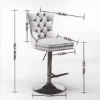 CLIHOME Lot de 2 tabourets de bar rétro en PU pivotants, hauteur réglable, modernes avec dossier, touffetés confortables
