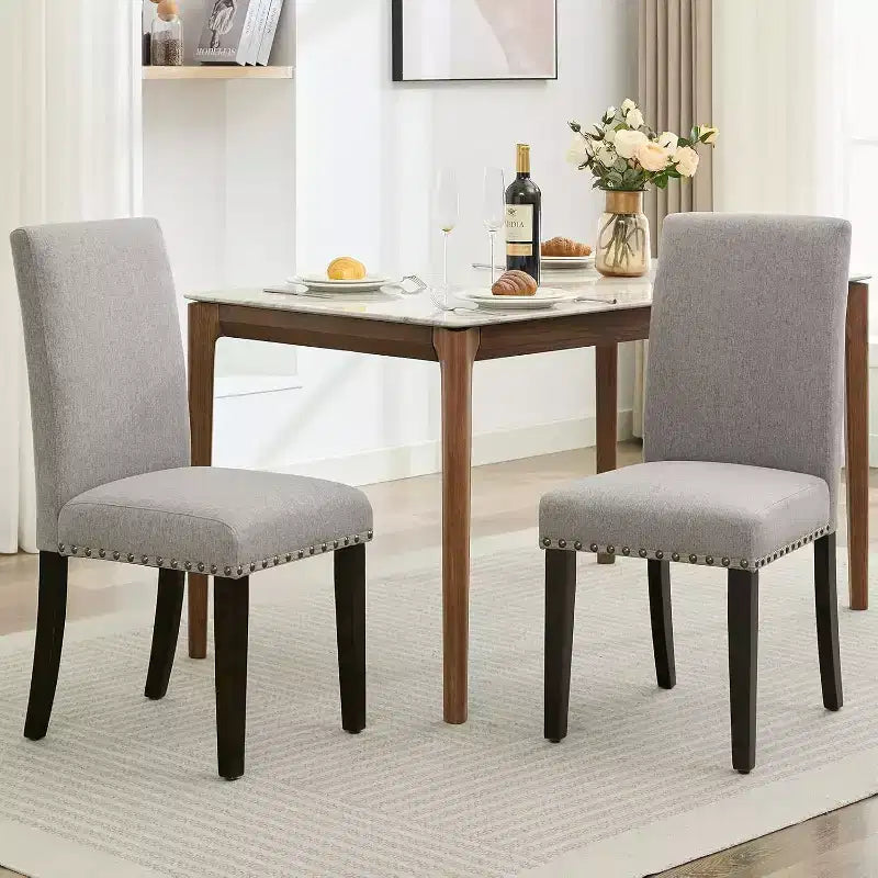 2 chaises de salle à manger rembourrées avec pieds en bois, chaises modernes sans accoudoirs pour salle à manger, cuisine, restaurant, salon, capacité de poids de 120 kg