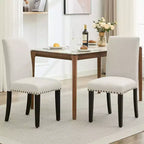2 chaises de salle à manger rembourrées avec pieds en bois, chaises modernes sans accoudoirs pour salle à manger, cuisine, restaurant, salon, capacité de poids de 120 kg