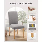 2 chaises de salle à manger rembourrées avec pieds en bois, chaises modernes sans accoudoirs pour salle à manger, cuisine, restaurant, salon, capacité de poids de 120 kg