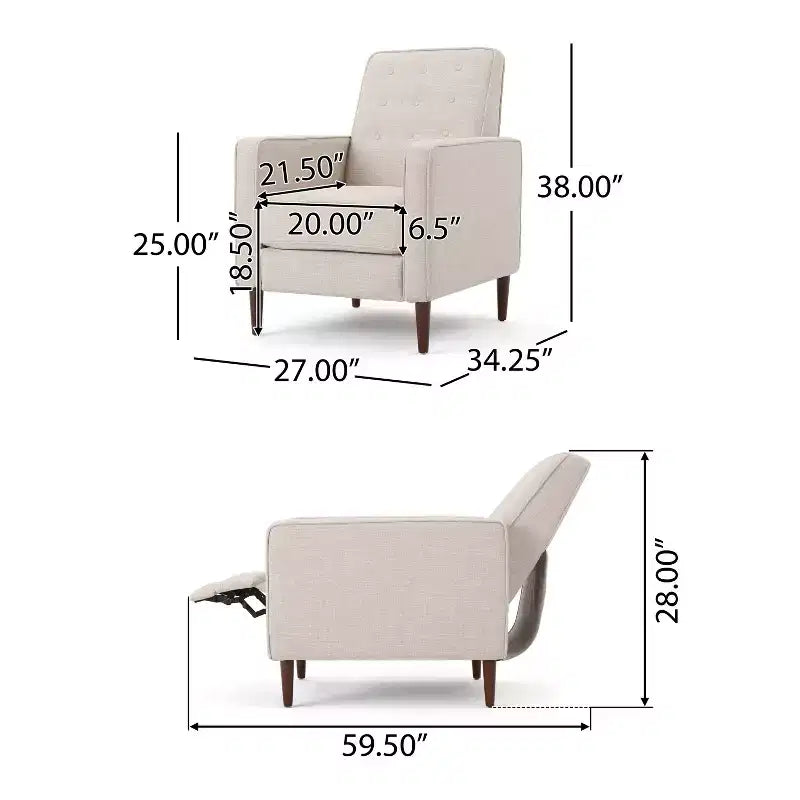 GDFStudio Mason Fauteuils inclinables capitonnés à dossier basculant de style moderne du milieu du siècle