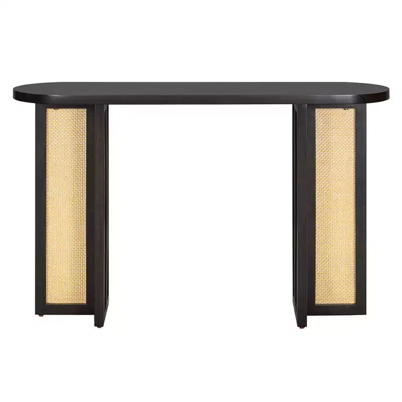 MAYEERTY Table Console Étroite en Rotin avec Rangement pour Salon Couloir Espresso