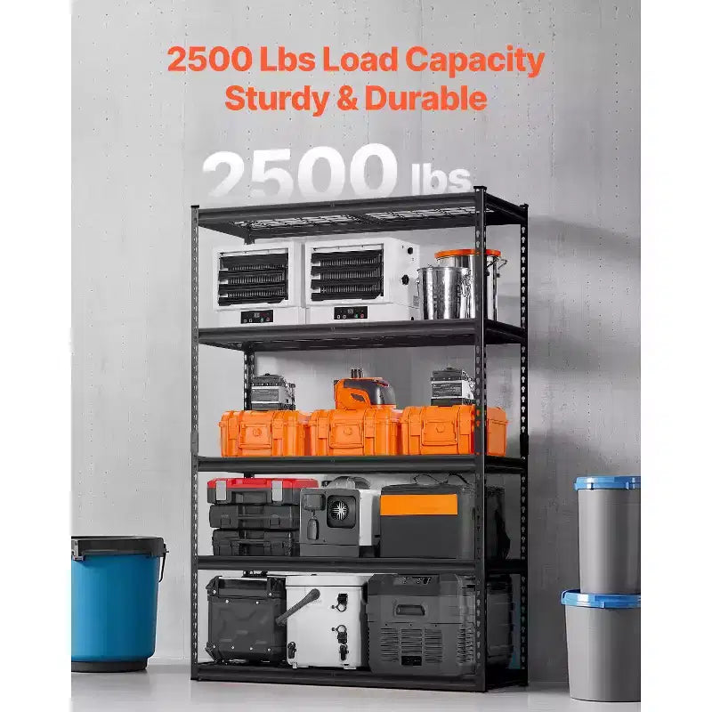 Étagères de Rangement VEVOR, 1134 kg, Étagère de Garage Robuste à 5 Niveaux, Étagères Métalliques Ajustables 45,7 P x 121,9 L x 182,9 H, Noires